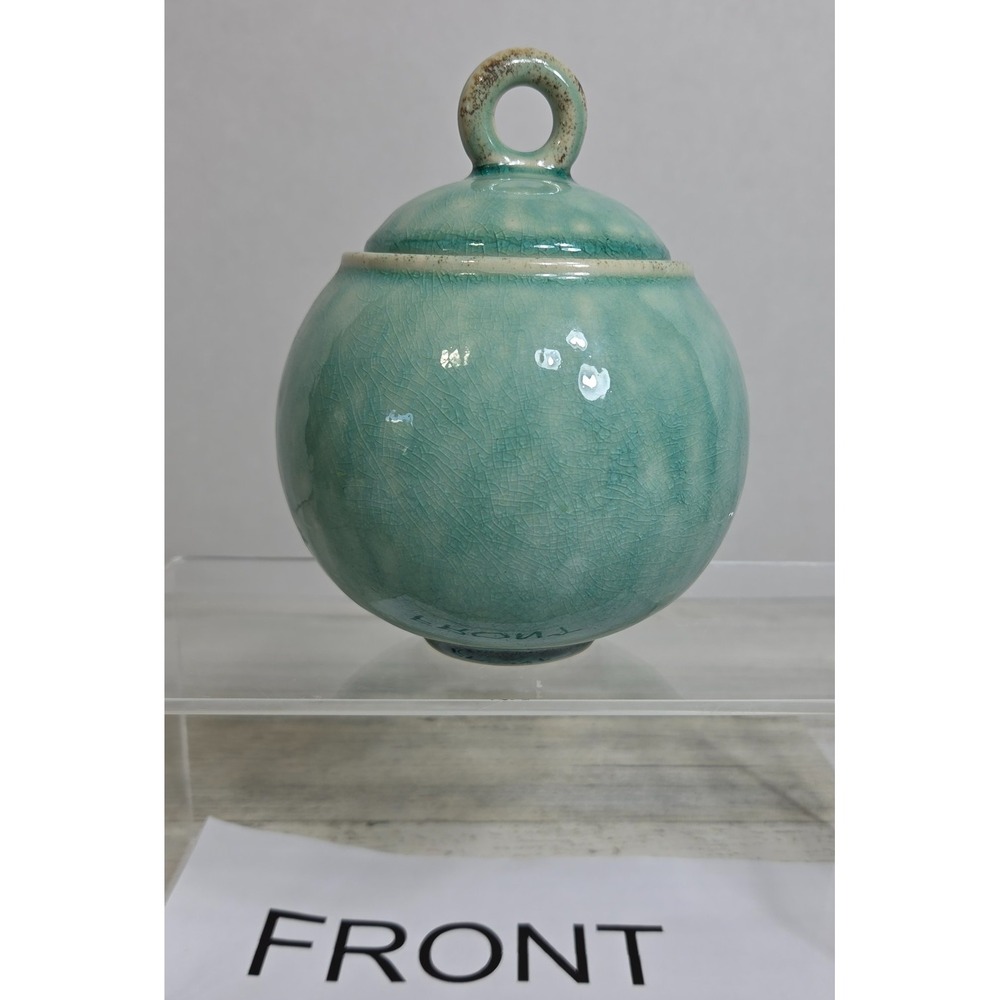 Jars France Tourron Jade Sugar Bowl With Lid Turquoise Teal Stonewear EUC